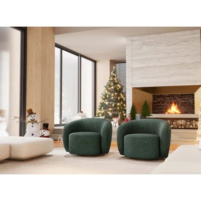 Coheman Upholstered Swivel Accent Chairs, Boucle Swivel Barrel Chair, Arm Chairs for Small Space | Wayfair North America