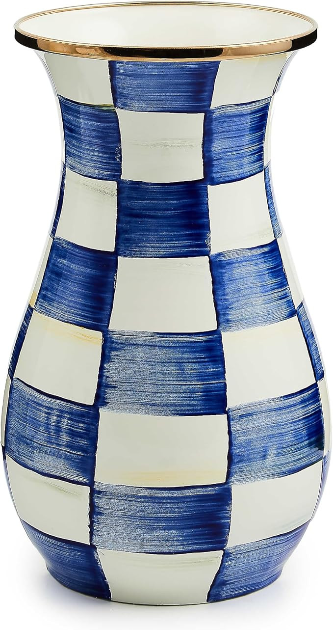 MACKENZIE-CHILDS Tall Enamel Vase, Unique Flower Vase, Decorative Table Decor for Living Room, Bl... | Amazon (US)
