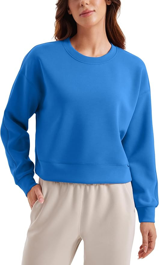 CRZ YOGA Womens SoftAura Crewneck Sweatshirt Long Sleeve Workout Casual Pullover Basic Fall Tops | Amazon (US)