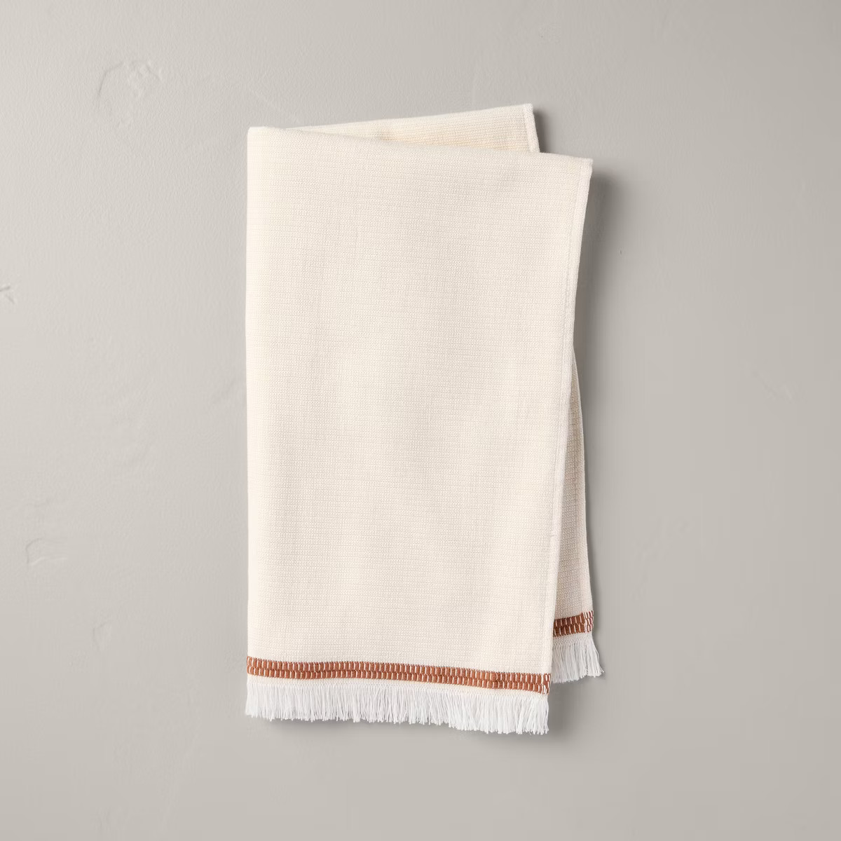 Twin Stripe Cotton Hand Towel Beige/Rust - Hearth & Hand™ with Magnolia: Lightweight, Farmhouse... | Target