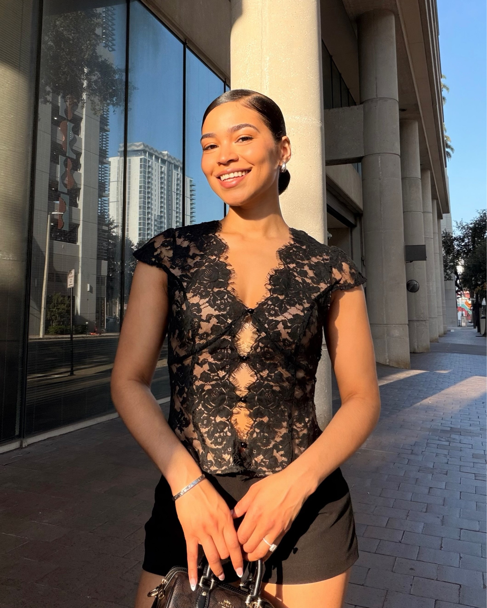 Some pieces don’t need much to make a statement. 🖤🤍@rihoas_official Shop available in my LTK. ✨

Black V Neck Lace Button Blouse 
Size: XS 
Color: Black
SKU: RW68409A0101F 

#RIHOAS #LTK #Summertops #OOTD #StyleInspo