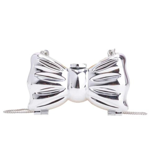 Anytiger Women's Silver Bow Purse Evening Bag with Chain Strap, Crossbody Bag Mini Clutch for Party (Silver) | Amazon (US)