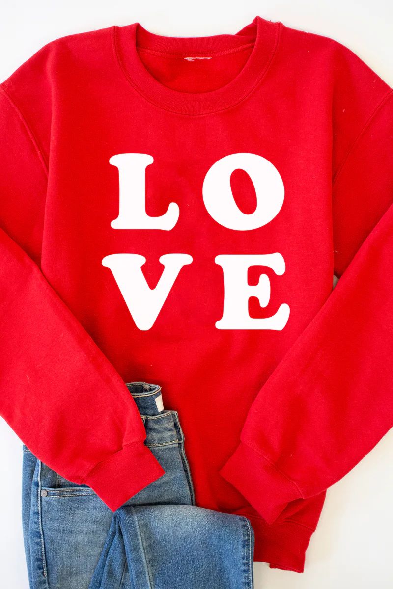 Love Square Red Graphic Sweatshirt | The Pink Lily Boutique
