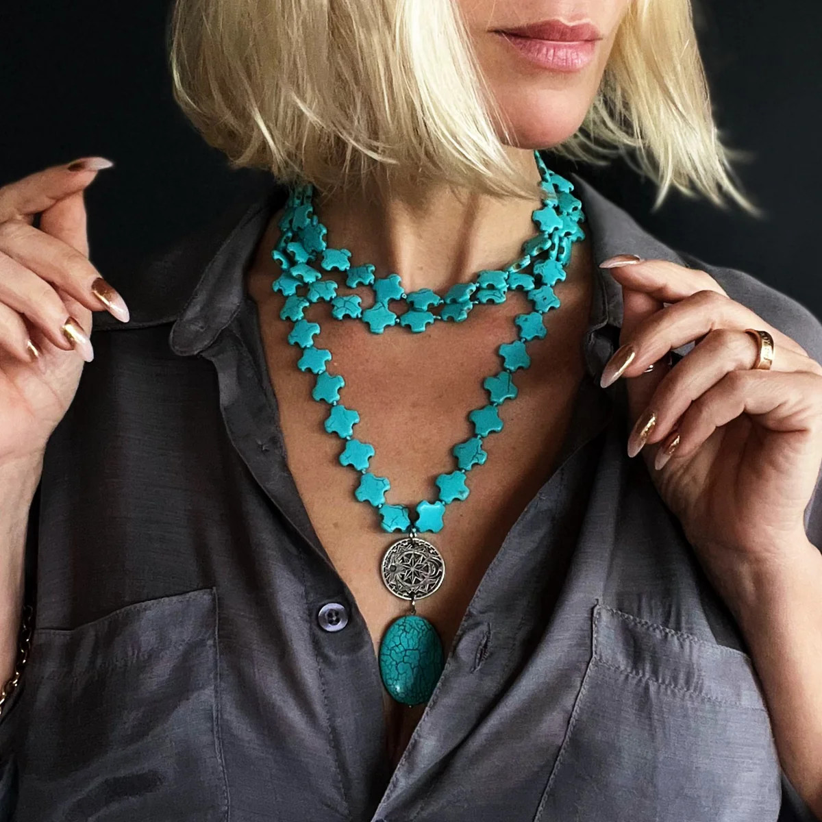 My Thoughts Create My Reality Star and Moon Fusion Necklace | Katia Designs
