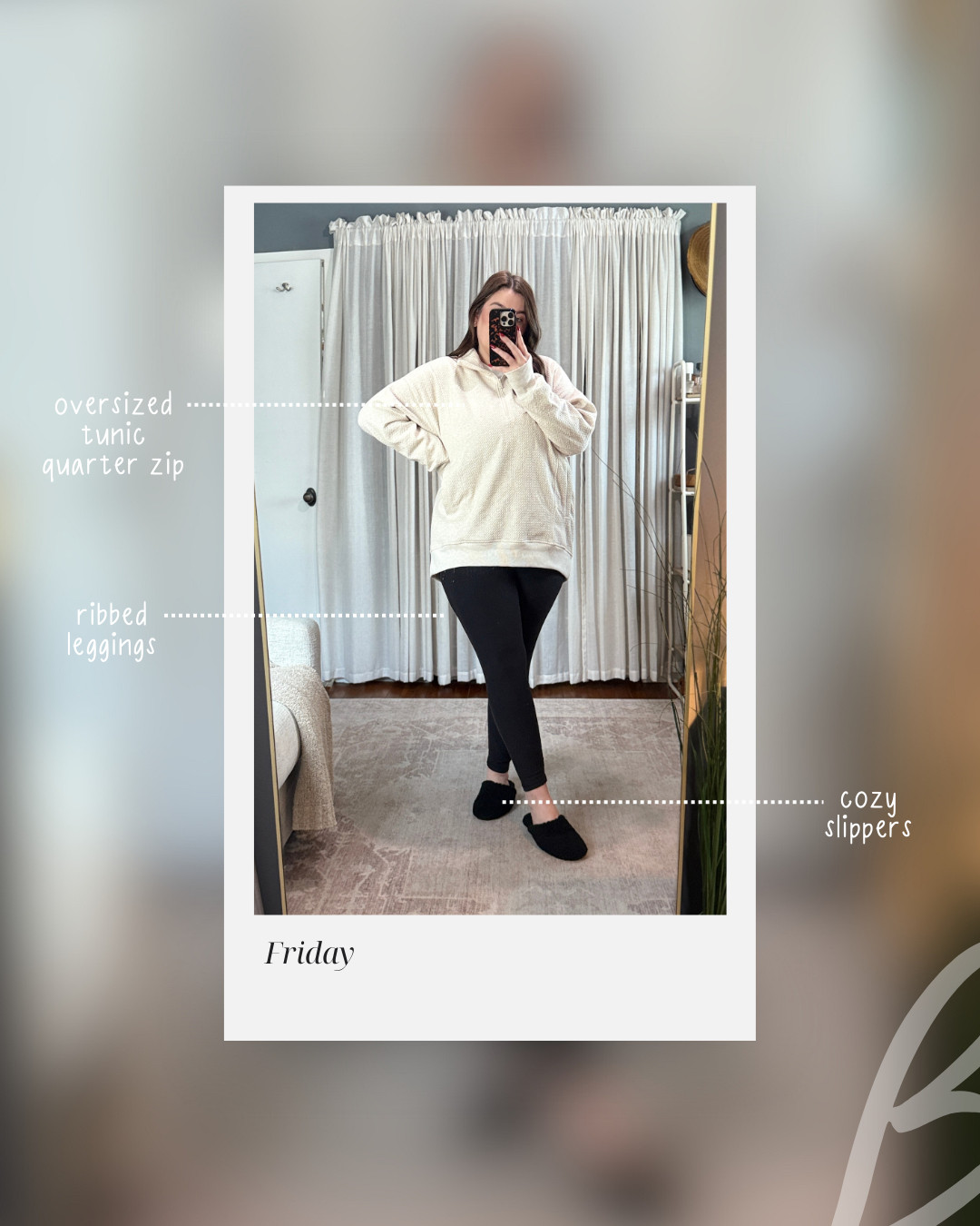 Ending the week in my favorite WFH uniform: a tunic half zip, ribbed leggings, and crew socks. The silhouette always works — oversized top + fitted bottom = effortless. Pearl earrings and the gold + pearl bracelet add just enough polish for camera-ready moments, even when I’m cozy behind my laptop.
Fit Notes:
• Half Zip: wearing size XL (oversized, covers hips)
• Leggings: wearing size XL (ribbed, smoothing) 

 

#LTKootd #LTKMidsize #LTKWorkwear