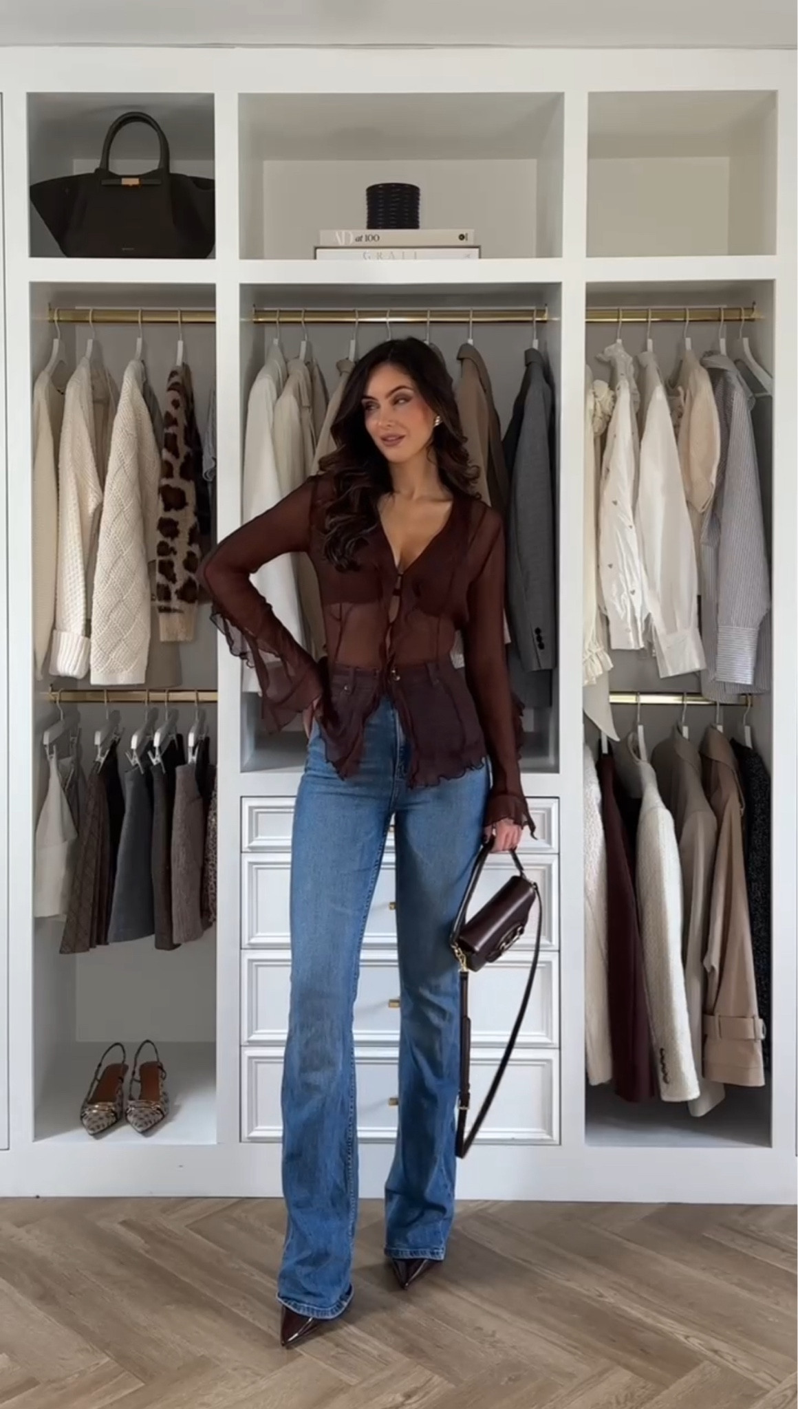 Autumn Favourites 4 - this chocolate sheer blouse from Mango is absolutely gorgeous, the perfect “nice top and jeans” combo

#LTKautumn #LTKstyletip