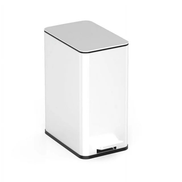 Nine Stars 2.6 Gallon Slim Step-on bathroom trash can, White Stainless Steel | Walmart (US)