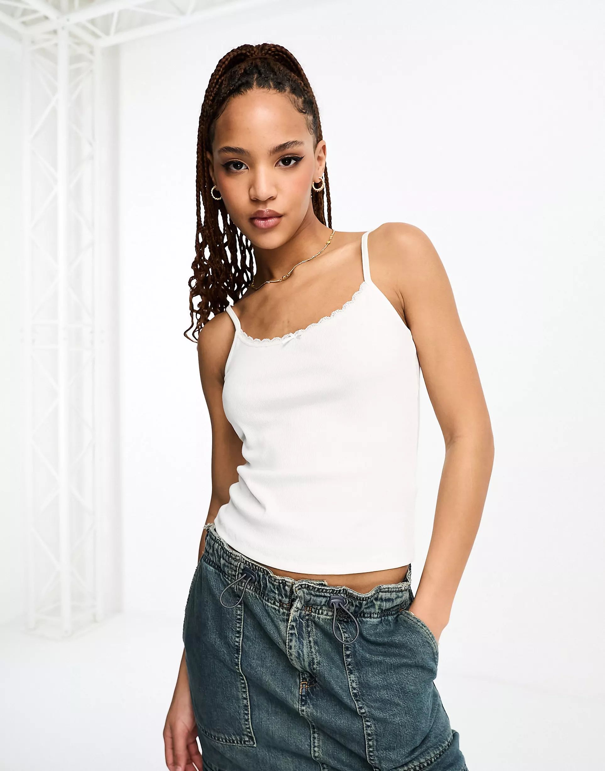 Monki lace cami top in white | ASOS (Global)