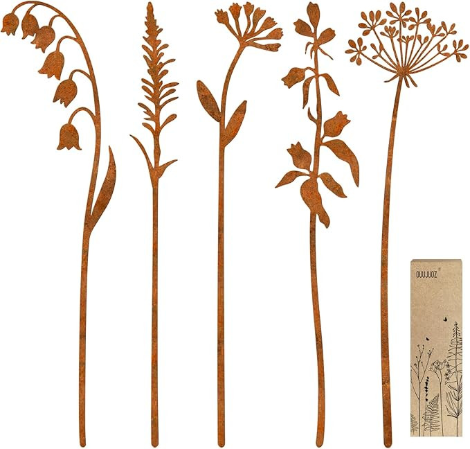 Metal Flowers for Outside,Decorative Garden Stakes,Flower Bed Decor Plant Stakes,Metal Art for Ou... | Amazon (US)
