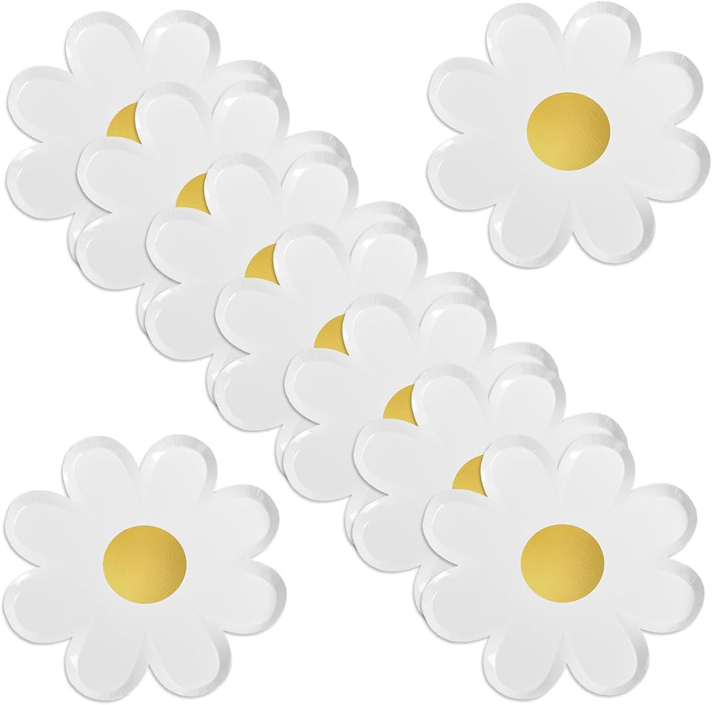 AimFun Daisy Paper Plates Floral Disposable Party Plates Groovy 70s Party Decorations 9" Boho Flo... | Amazon (US)