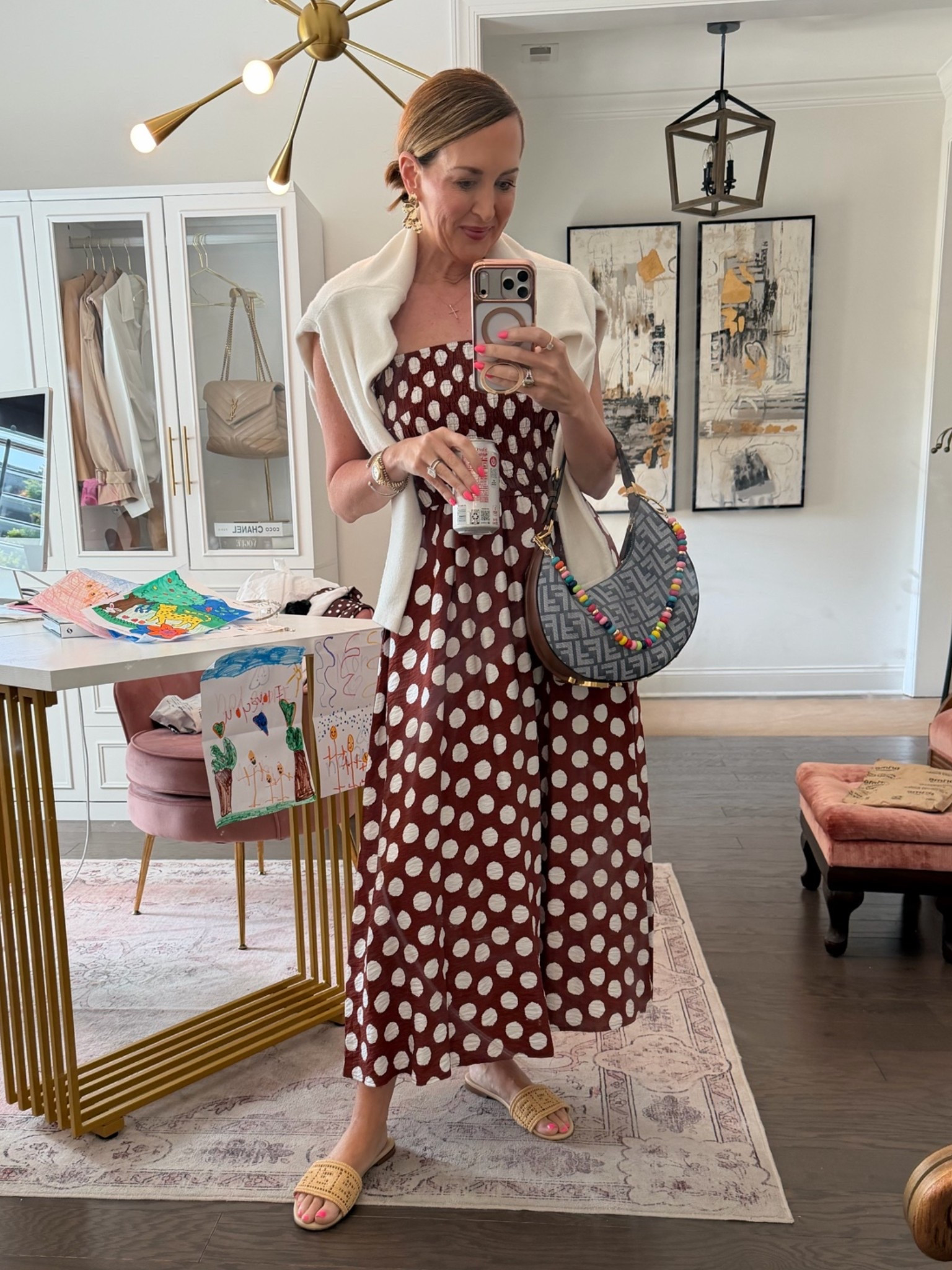 Polka dot dress 
Easy summer outfits 
Outfit mixing high and low end

#LTKOver40 #LTKSeasonal #LTKootd
