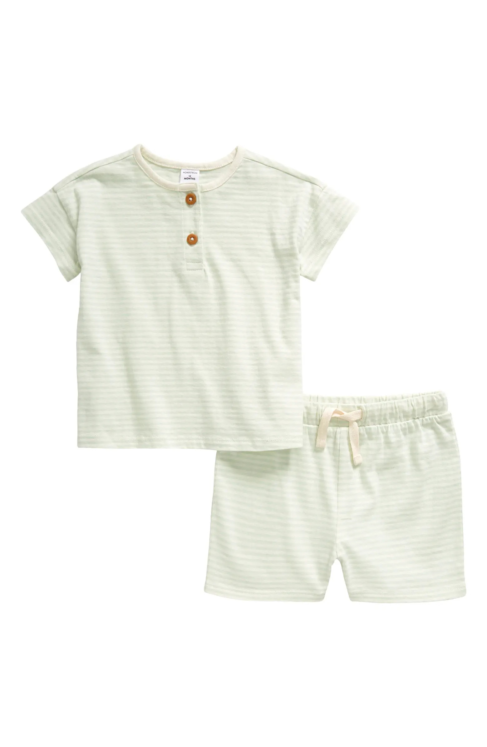 Stripe Cotton Henley T-Shirt & Shorts Set | Nordstrom