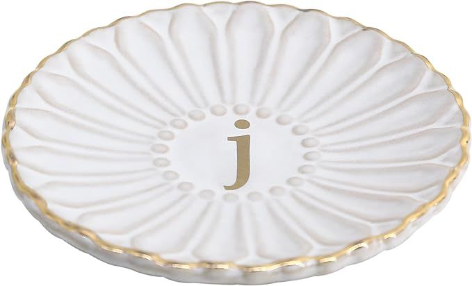COLLECTIVE HOME - Sunflower Monogram Ceramic Tray, Custom Initial Jewelry Holder for Rings, Earri... | Amazon (US)