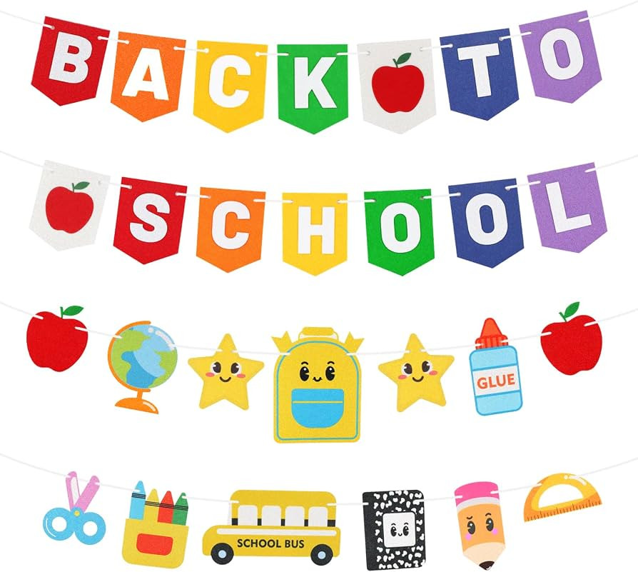 Back to School Felt Banner Pencil Apple Garland Decorations     First Day of School DIY Banner We... | Amazon (US)