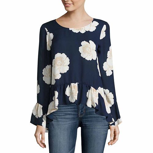a.n.a Long Sleeve Crew Neck Woven Blouse-Talls - JCPenney | JCPenney