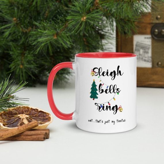 Sleigh Bells Tinnitus Christmas Mug with Color Inside, audiologist gift, grad school, graduation ... | Etsy (US)