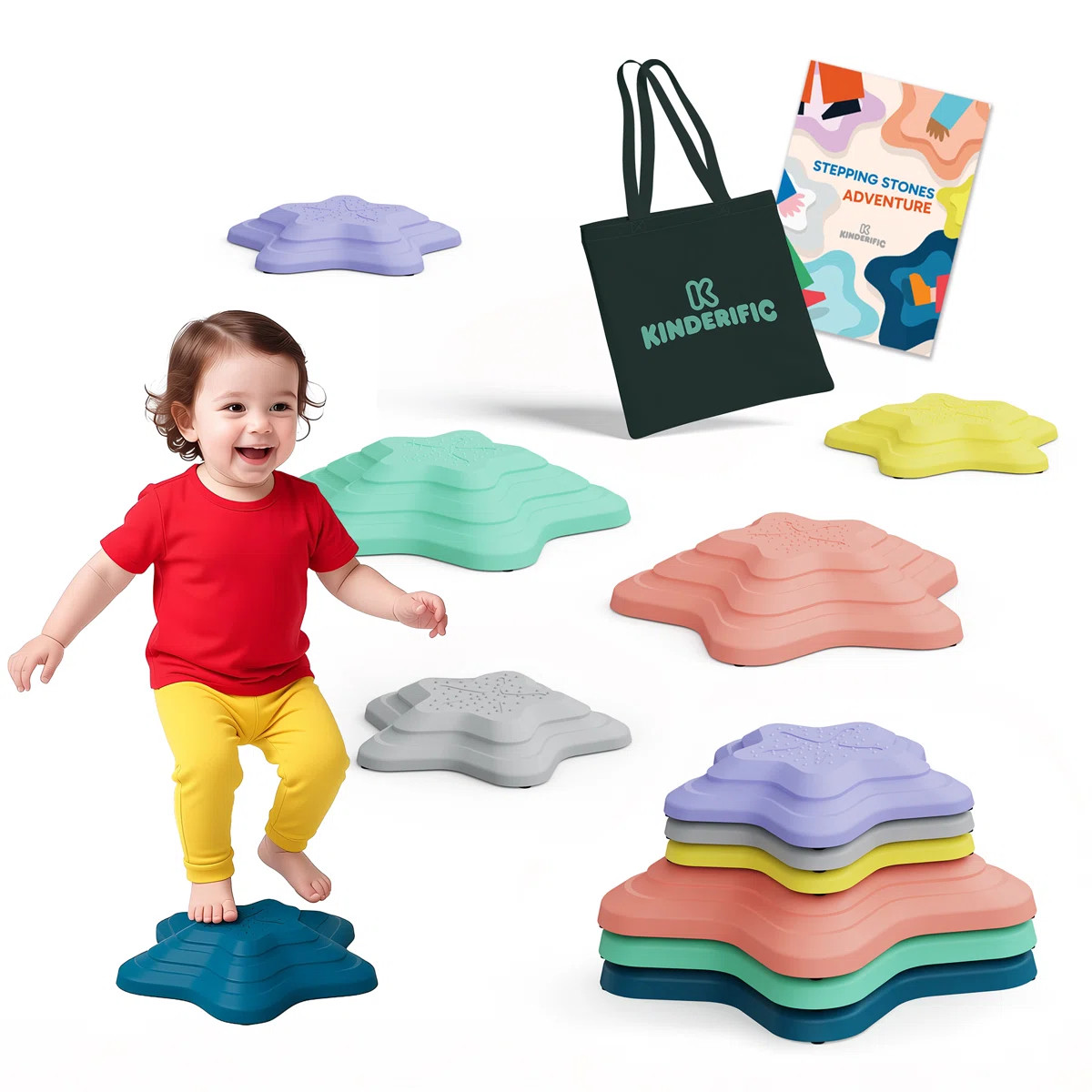 Kinderific Star Shaped Stepping Stones, 6 Piece Set, Multicolor | Wayfair North America