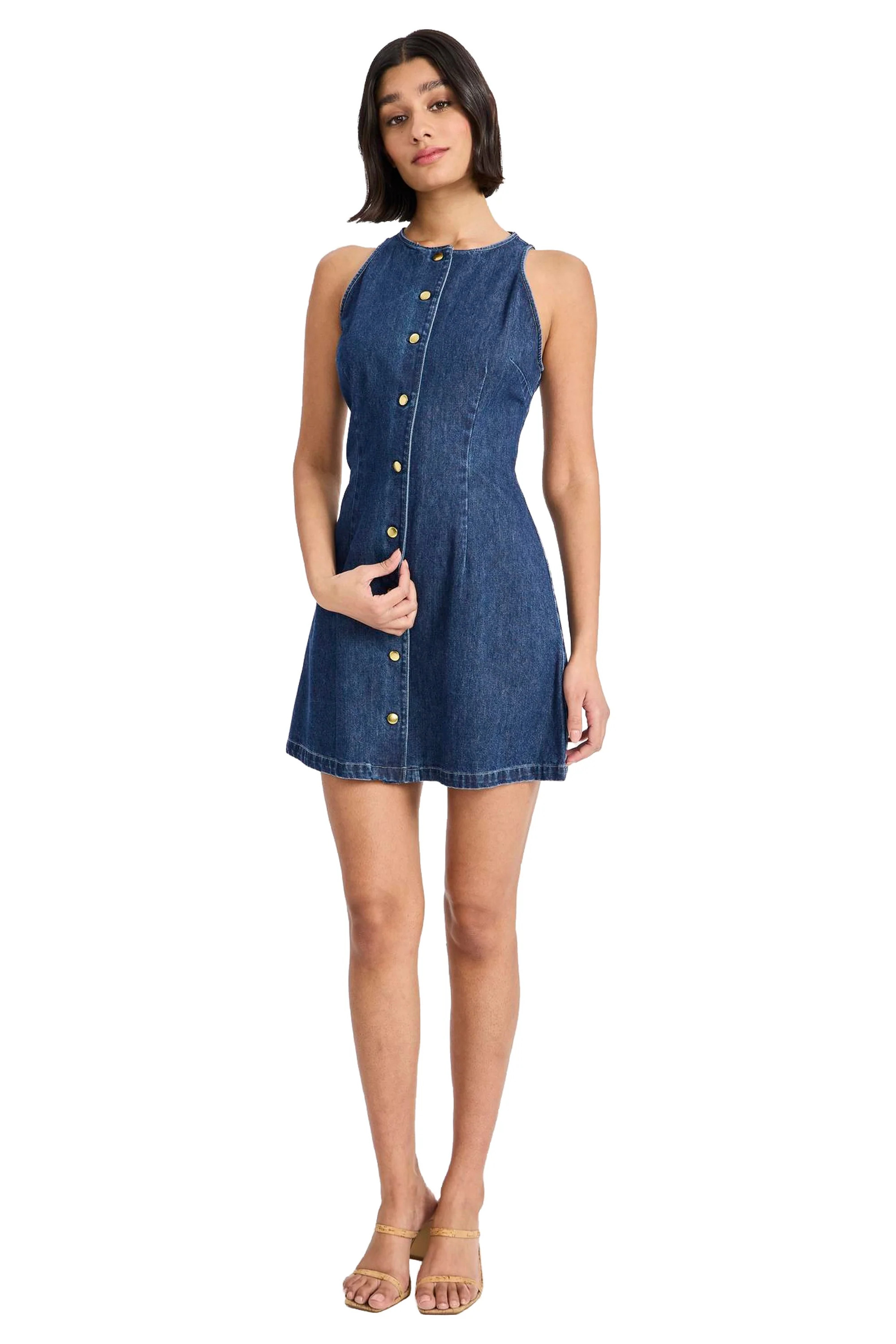 Alan Denim Button Front Mini Dress | Maggy London