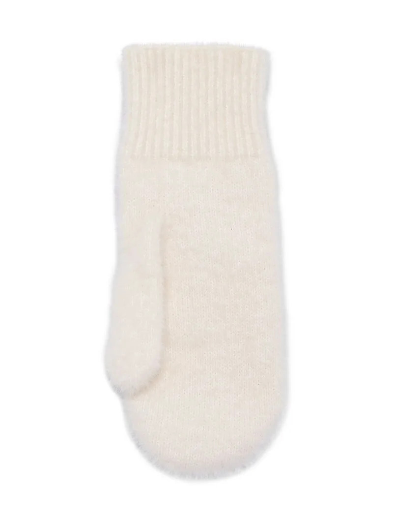 No Boundaries Eyelash Knit Mittens, Women's, Cream/Pink | Walmart (US)