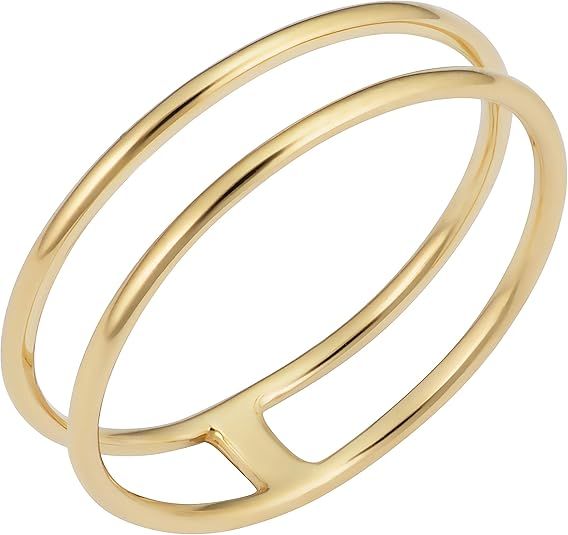 KoolJewelry 14k Yellow Gold 5.25mm Double Ring | Amazon (US)