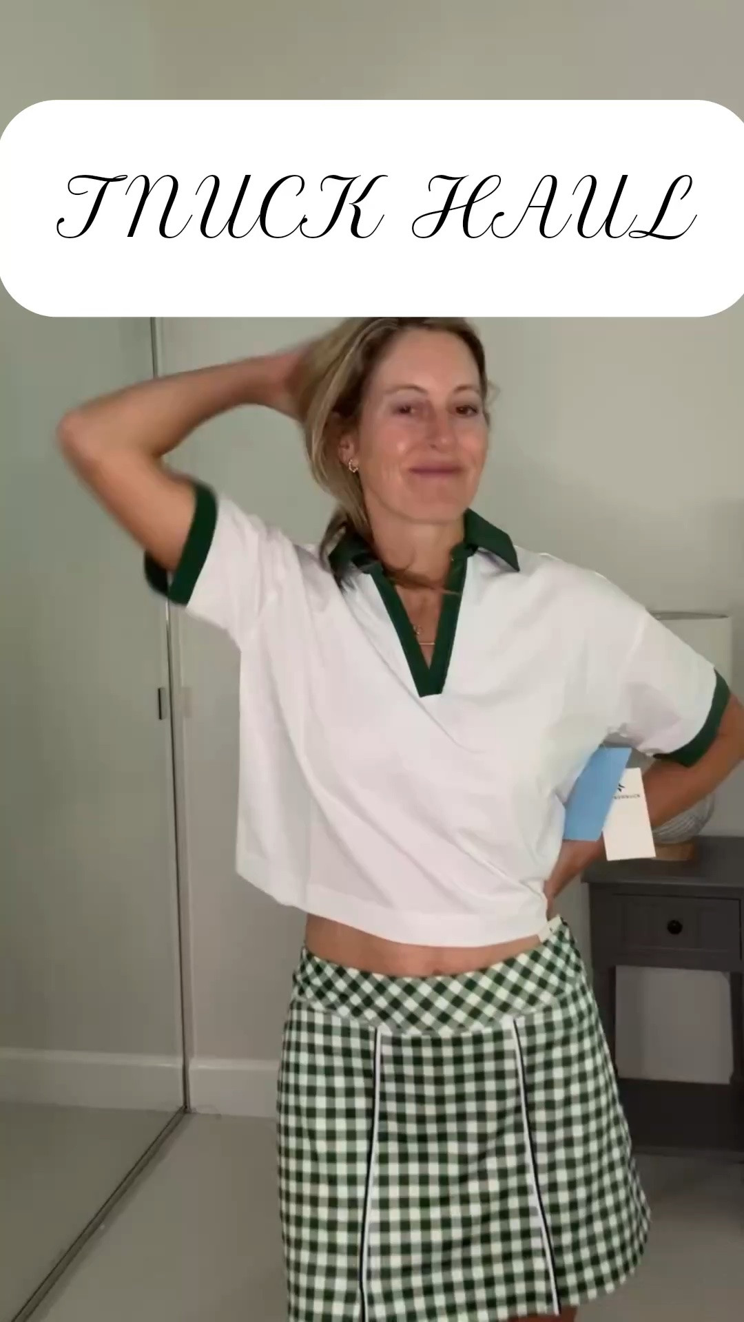 My wallet would like me to stop but these looks are just too good. They always nail the fit and have perfected the classic vibe with a little modern twist. 

Look 1: Eden Green Gingham Tennis skirt and White and Eden Green Cropped Carol Polo

Look 2: Navy Gingham Seersucker Golf Dress 

XS in all. Comment “green” for links!