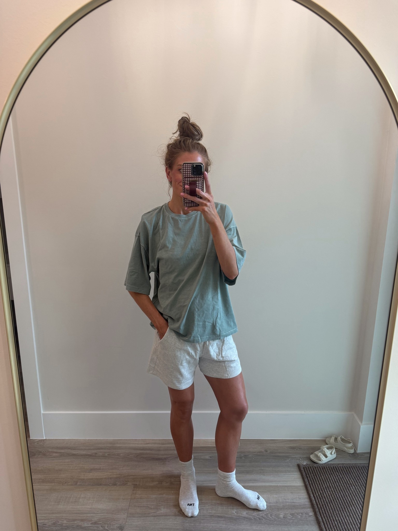 Lounge outfit at home!
Small in tee and medium in shorts for bump

#LTKmomlife #LTKootd