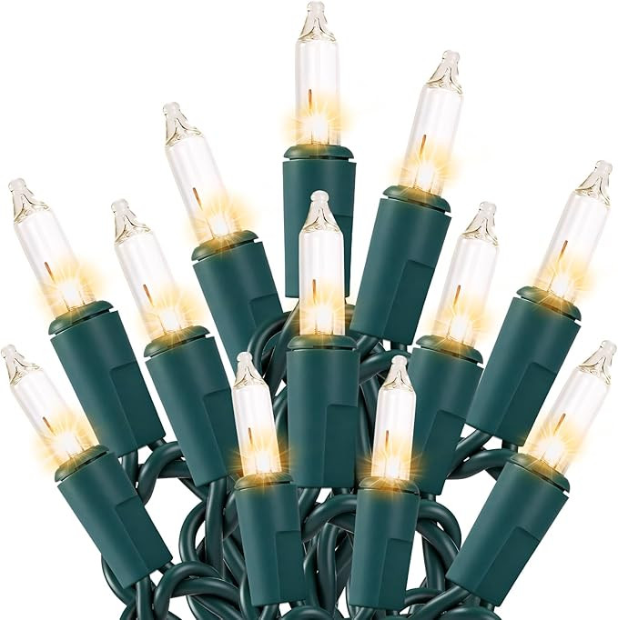 Christmas Lights 2 Pack 50 Count Clear Mini Lights Green Wire UL Certified Connectable Warm White... | Amazon (US)