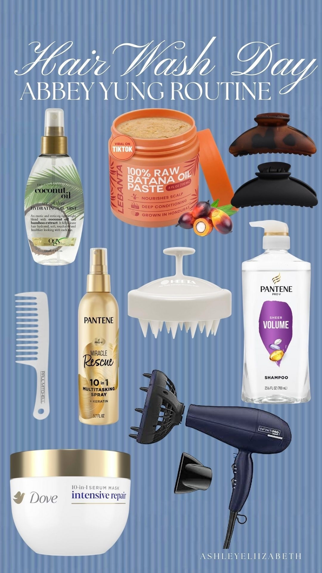 my hair wash day routine!! I use partly abbey yungs method half my own!! I do the oils and leave for 20 minutes before double shampooing with the Pantene and scrubbing, then I leave the mask in for a couple minutes - rinse and brush with a wide tooth comb before blow drying it! 

#LTKmomlife #LTKgrwm #LTKselfcare