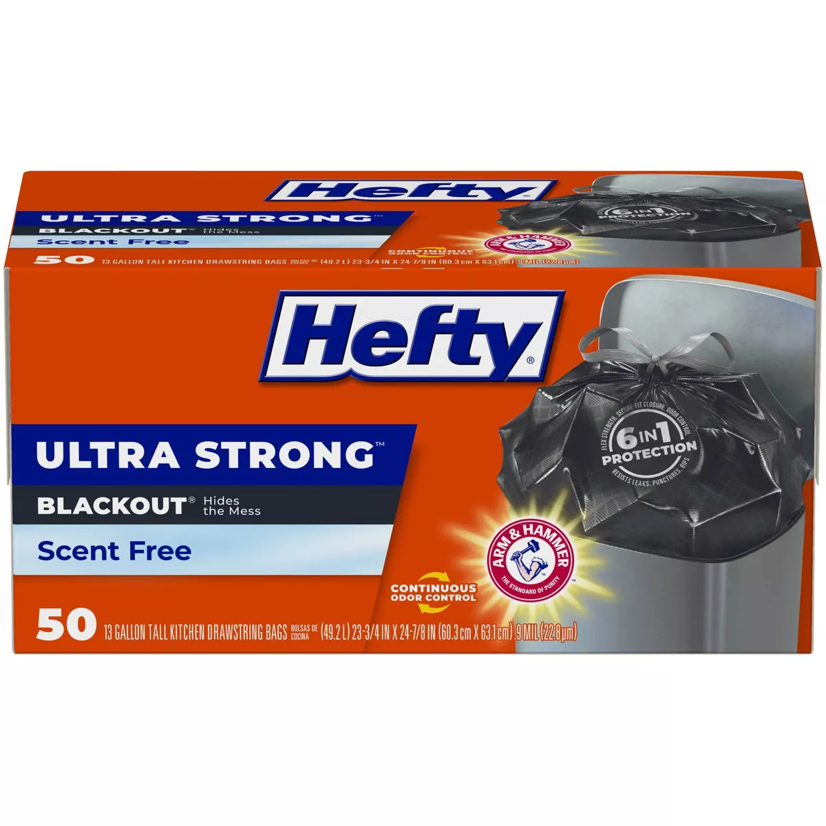 Hefty Ultra Strong Tall Kitchen Drawstring Trash Bags - Unscented - 13 Gallon - 50ct | Target