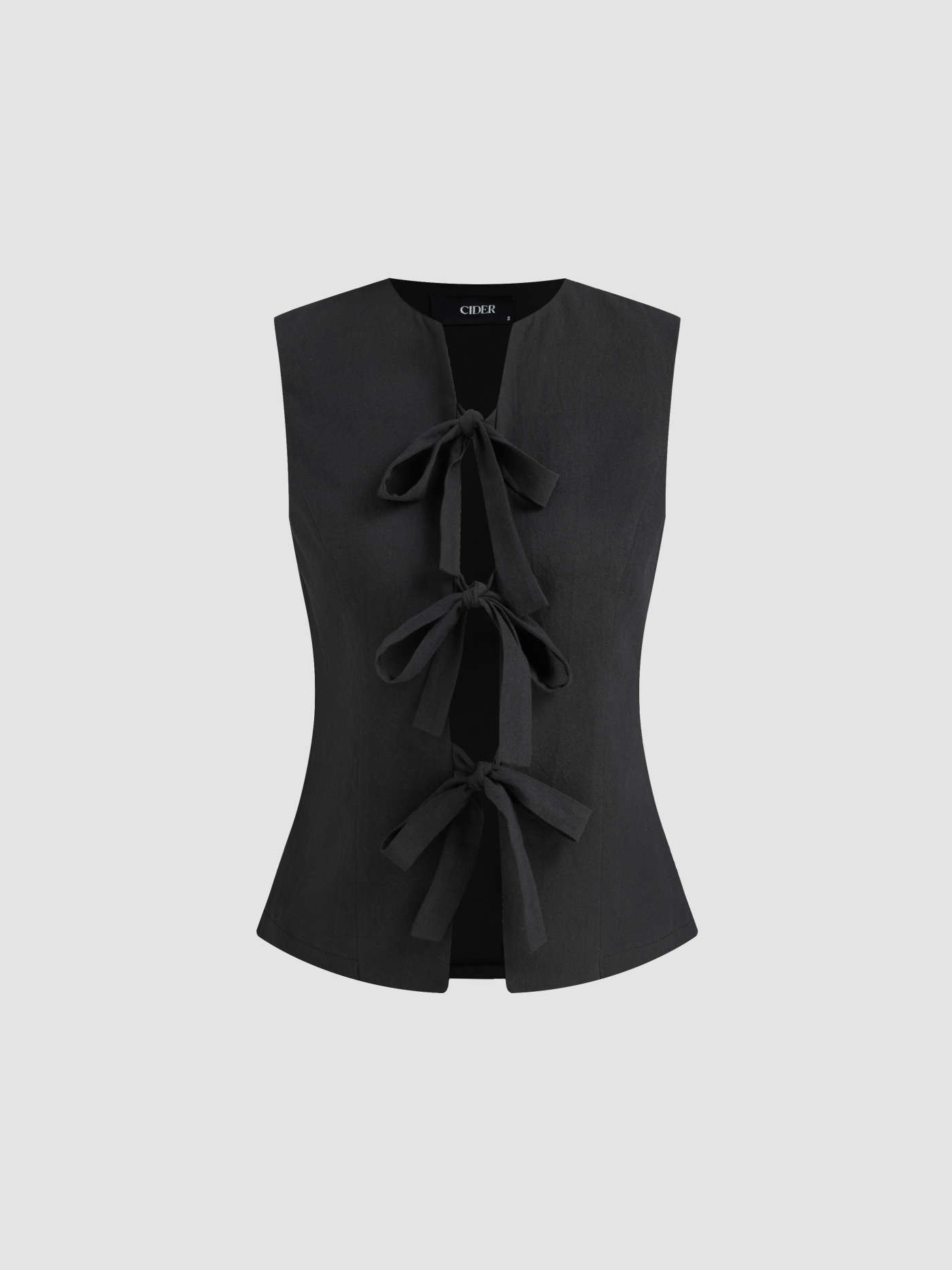 100% Cotton Round Neck Solid Bowknot Sleeveless Vest | Cider