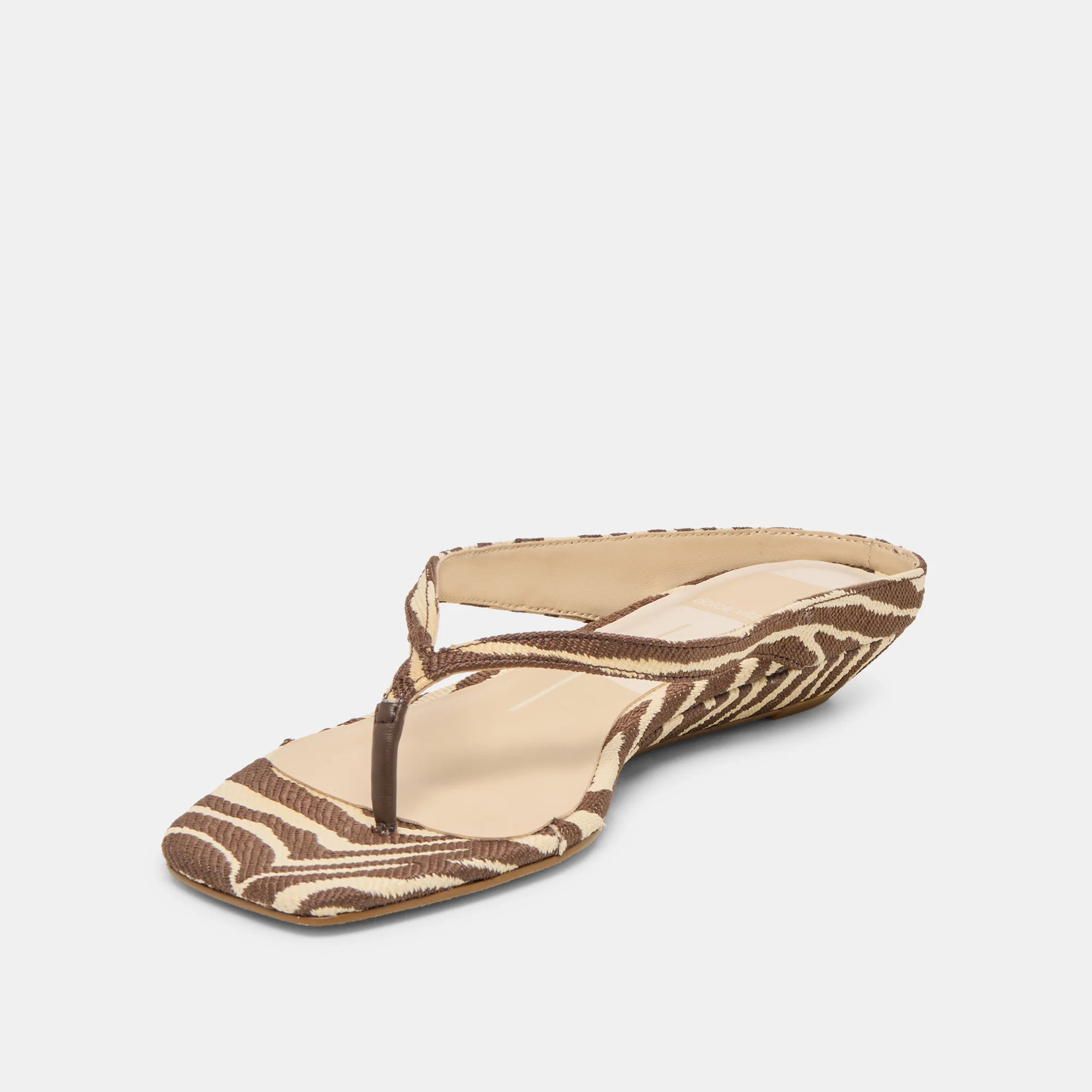 GIZEL Beige Zebra Raffia Thong Square-Toe Sandals | Dolce Vita | DolceVita.com