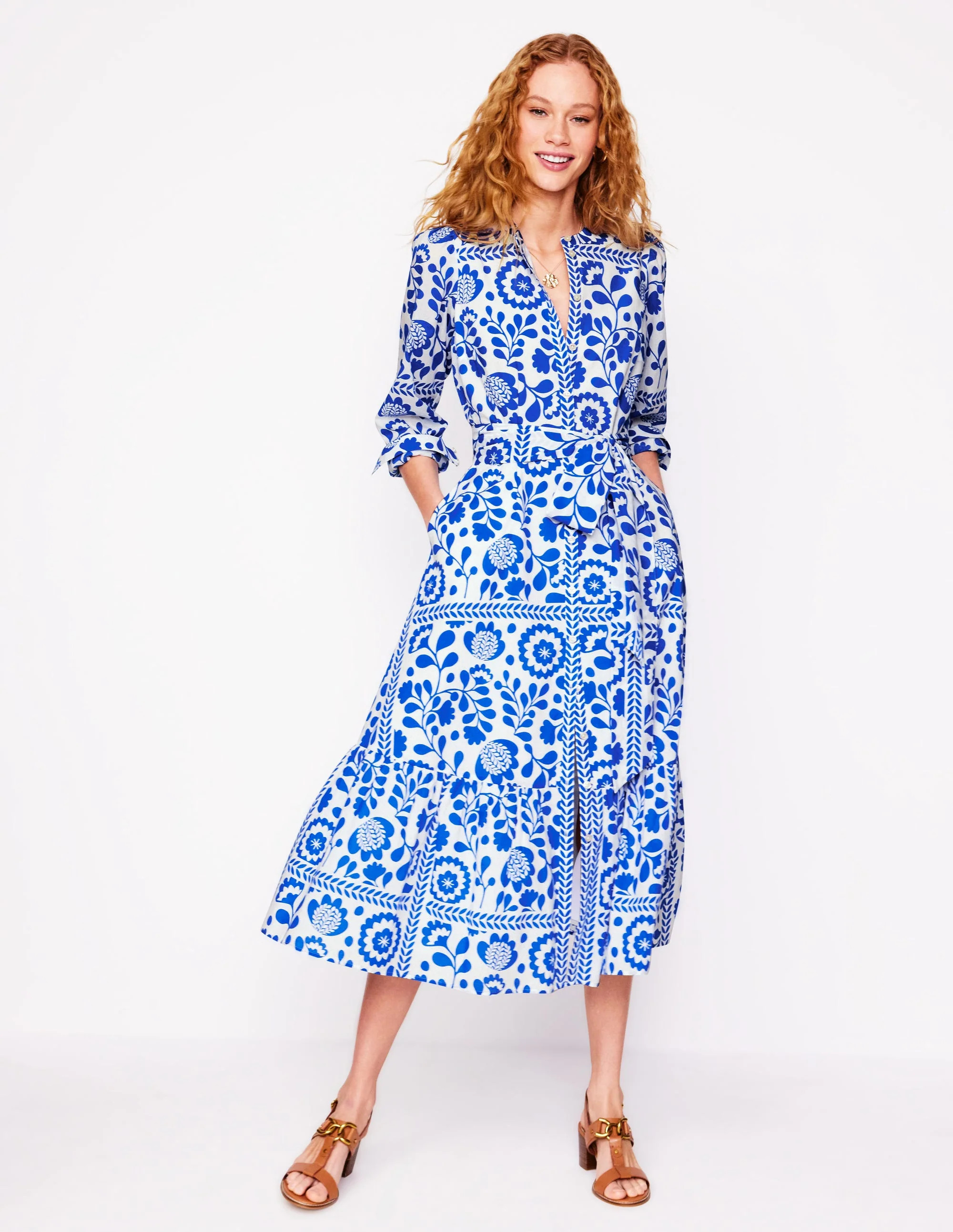 Mia Gestuftes Hemdblusenkleid-Galerie-Blau, Weinstein | Boden DE