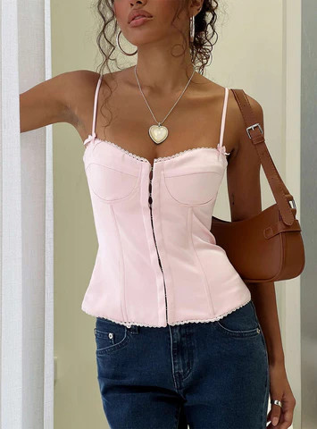 Maralyne Satin Corset Top Soft Pink | Princess Polly US