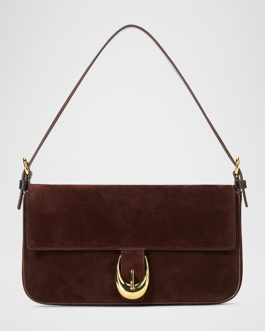 STAUD Harlow Buckle Suede Shoulder Bag | Neiman Marcus