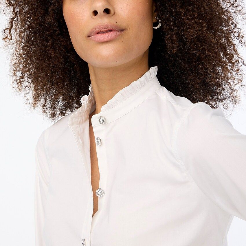 Cotton poplin top with jewel buttons | J.Crew Factory
