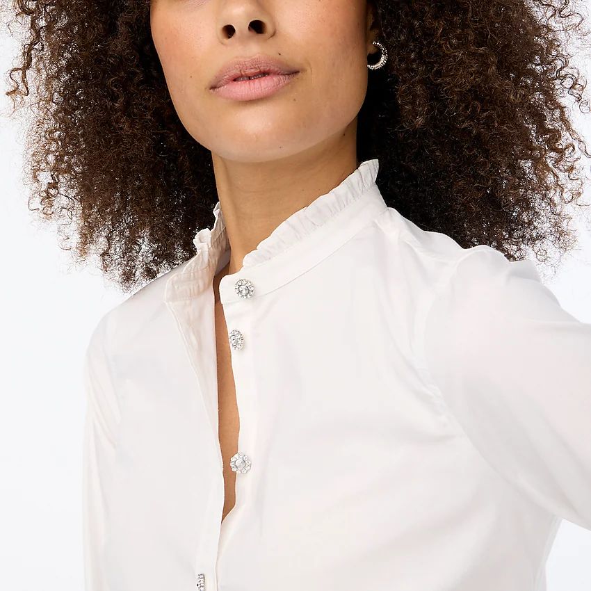 Cotton poplin top with jewel buttons | J.Crew Factory