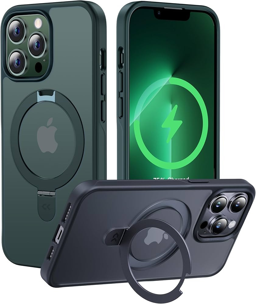 CASEKOO Designed for iPhone 13 Pro Max Case with Magnetic Invisible Stand Military Drop Protection Compatible with MagSafe Shockproof Matte Phone Case for iPhone 13 Pro Max 6.7 Inch 2021, Green | Amazon (US)