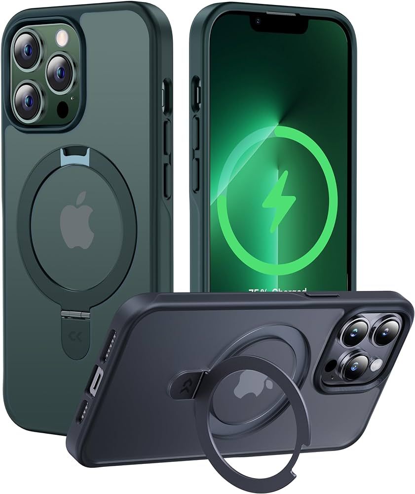CASEKOO Designed for iPhone 13 Pro Max Case with Magnetic Invisible Stand Military Drop Protection Compatible with MagSafe Shockproof Matte Phone Case for iPhone 13 Pro Max 6.7 Inch 2021, Green | Amazon (US)