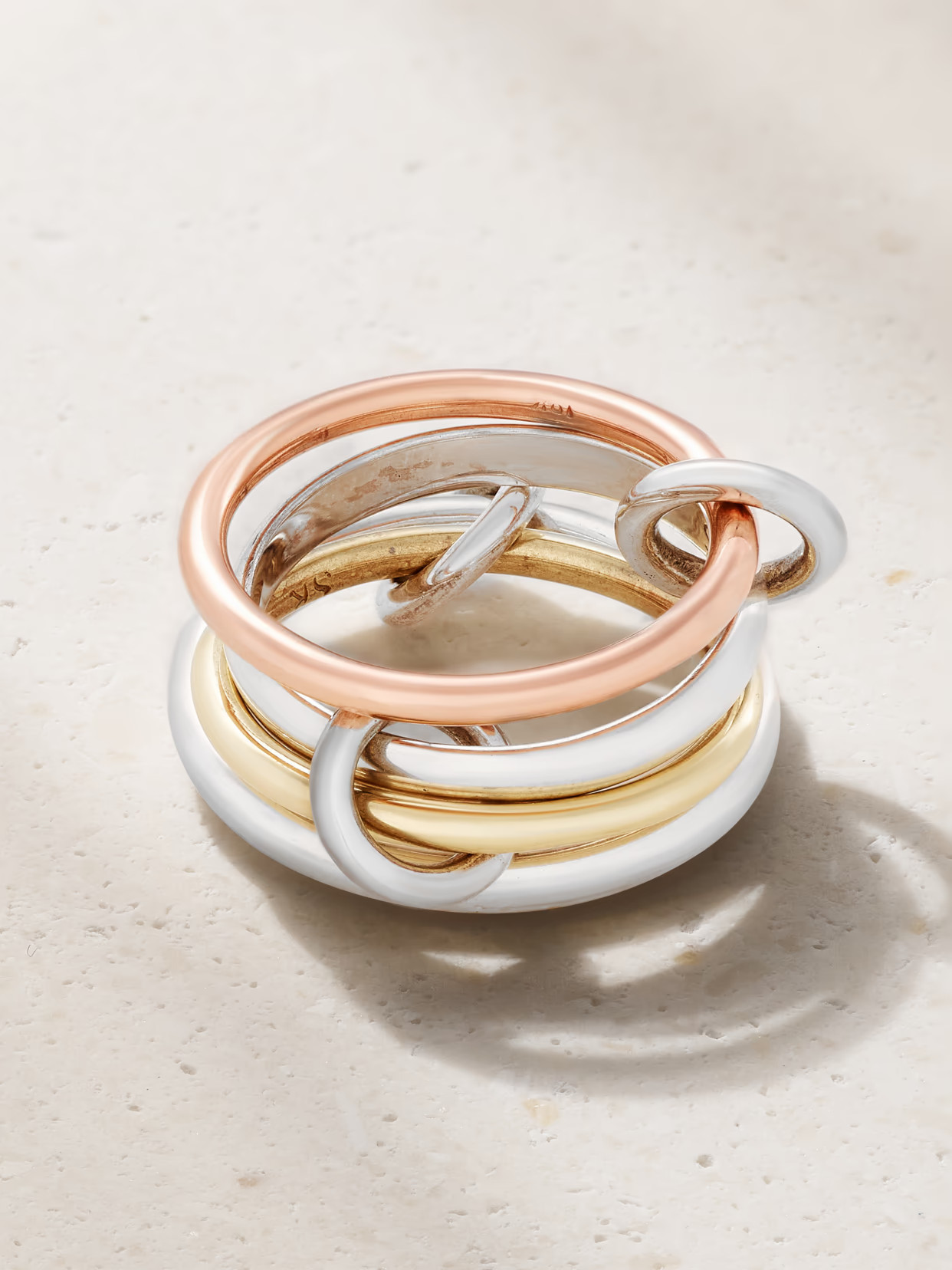 Spinelli Kilcollin - Hyacinth Set Of Four 18-karat Yellow And Rose Gold And Sterling Silver Rings - 5 | NET-A-PORTER (US)