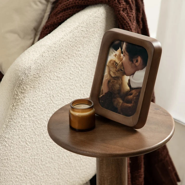 DesignOvation \u2013 5x7 Picture Frame \u2013 Shaped Medium Walnut Tabletop Photo Frame | Walmart (US)