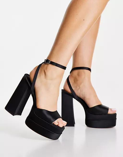 ASOS DESIGN Nix high platform heeled sandals in black | ASOS | ASOS (Global)