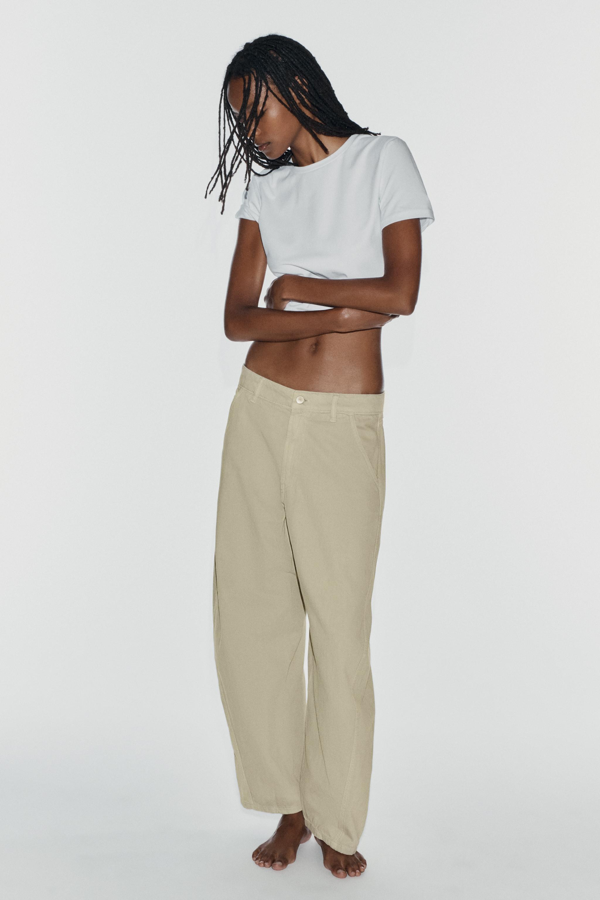 TRF MID-WAIST BARREL CHINO JEANS | Zara UK