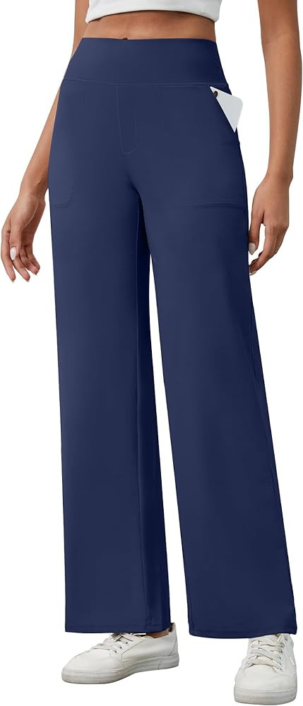 AVAMO Wide Leg Pants for Women Stretchy Work Pants Tummy Control Pants with Pockets Pull On Slack... | Amazon (US)