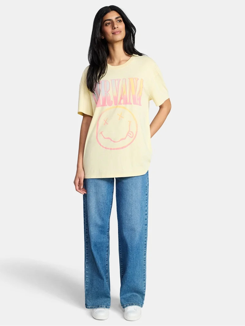 Nirvana Women's Tour Smiley Graphic Tee with Short Sleeves, Sizes XXS-XXL | Walmart (US)