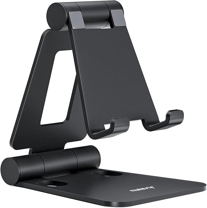 Nulaxy Dual Folding Cell Phone Stand, Fully Adjustable Foldable Desktop Phone Holder Cradle Dock ... | Amazon (US)