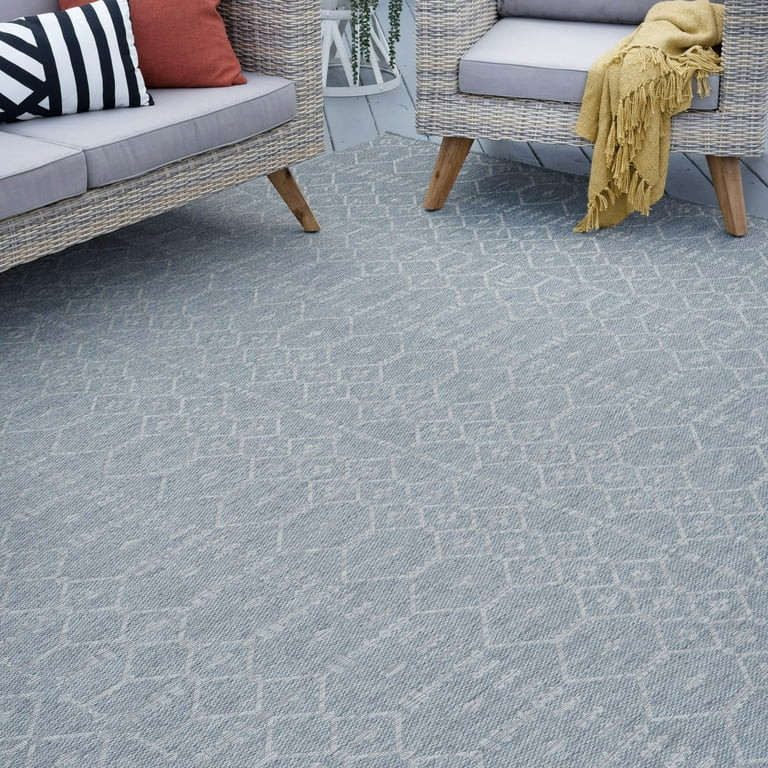 Contemporary 5x8 Area Rug (5'3'' x 7'3'') Geometric Gray, Cream Indoor Outdoor Rectangle Easy to ... | Walmart (US)