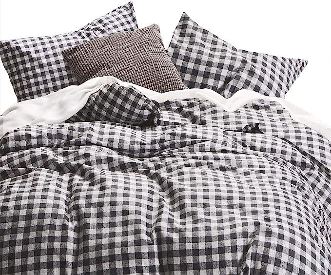 Wake In Cloud - Checker Comforter Set, Gray Grey Buffalo Check Plaid Geometric Modern Pattern Pri... | Amazon (US)