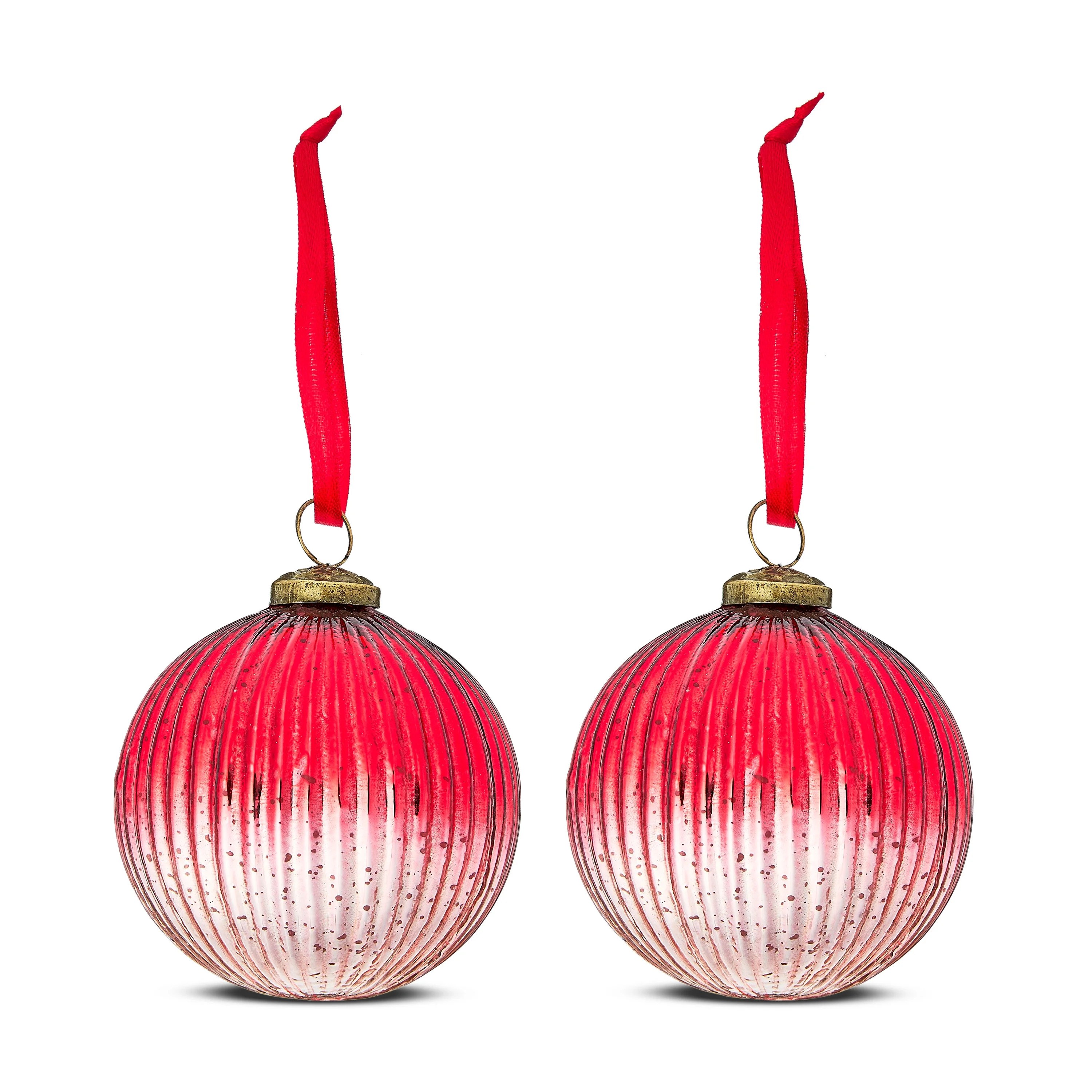 Silver & Red Ombre Glass Ball Ornaments, 4 in, by Holiday Time | Walmart (US)