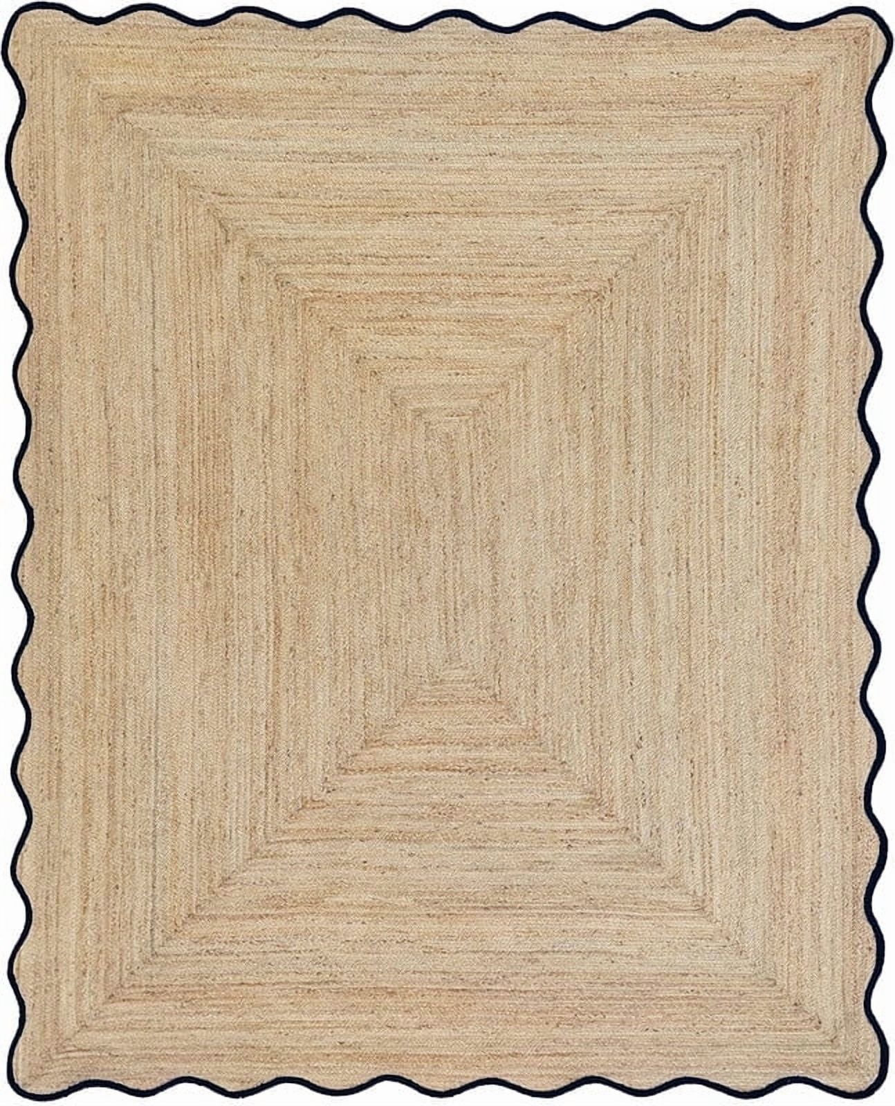 KLAVATE Natural Jute Hand Braided Scalloped Wave Edge Farmhouse Jute Rug | Walmart (US)