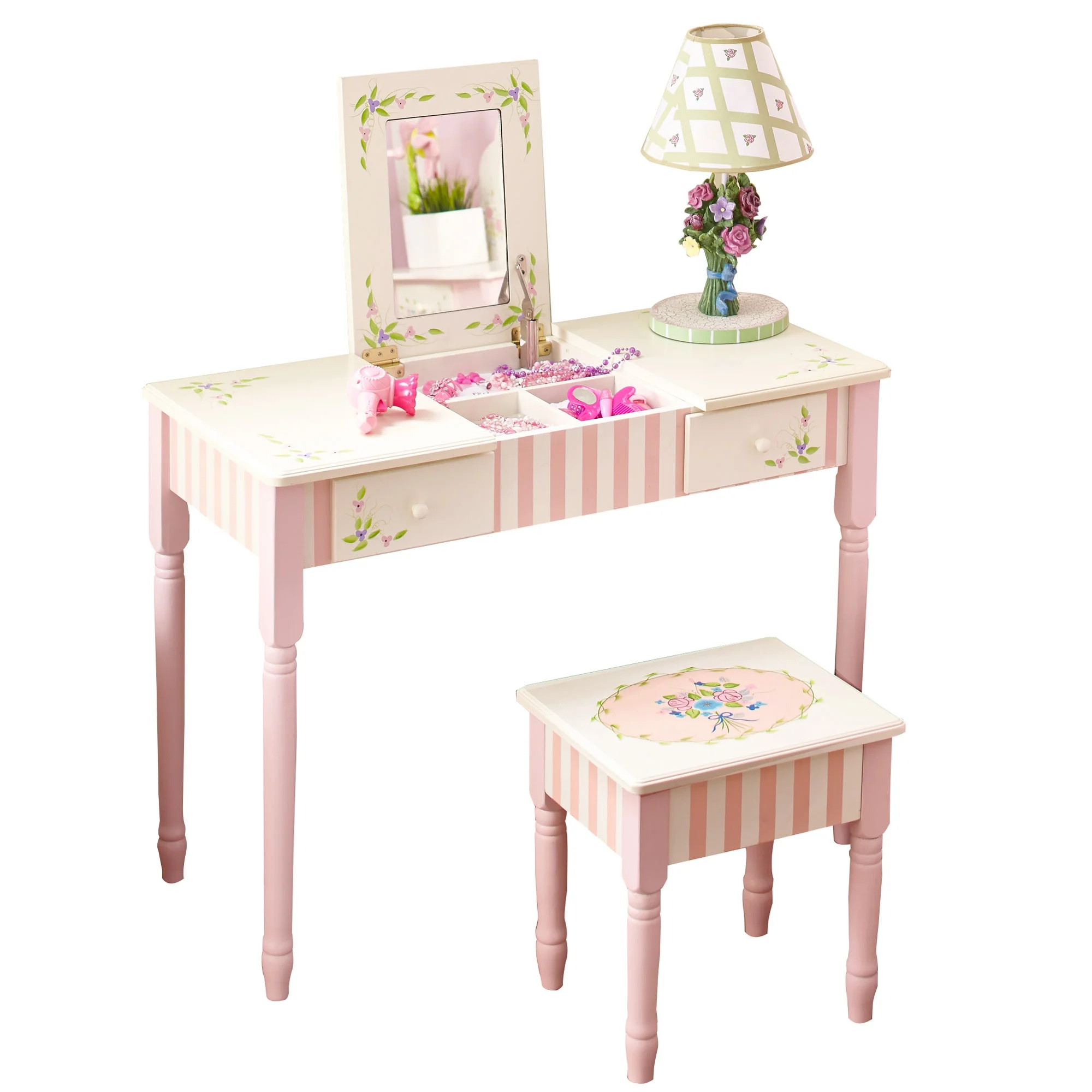 Fantasy Fields by Teamson Kids- Vintage Look Floral/ Botanical Wooden Children's Play Table Vanit... | Walmart (US)